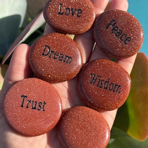 Goldstone Affirmation Stone: Trust, Love, Wisdom