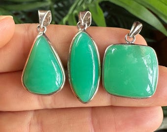Chrysoprase Necklace: .925 Sterling Silver Pendant