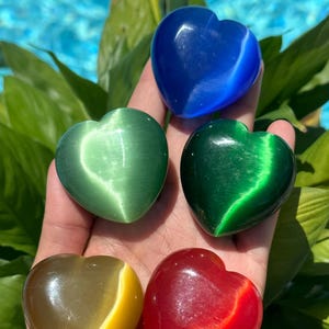 Colorful Cat&#39;s Eye Heart: 2&quot; Crystal Gemstone
