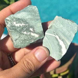 Green Unicorn Jasper Stone, Half Polished, Raw