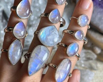 ブルーカイヤナイトの調節可能なリング、925スターリングシルバー