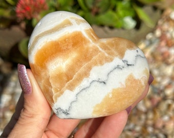 mexican zebra calcite heart