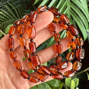 Cognac Baltic Amber Bracelet • Freeform Rectangular Beads
