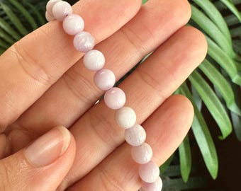Pulsera de kunzita rosa de 6 mm: piedra preciosa de cristal estirada
