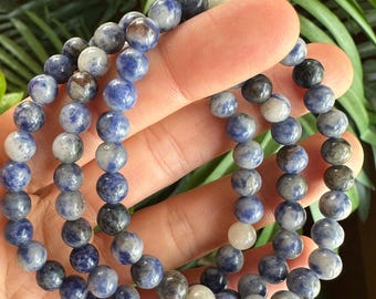 Bracciale in sodalite da 6 mm: bracciale elastico con pietre preziose di cristallo