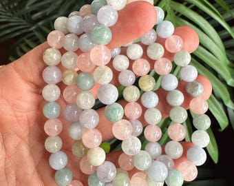 Beryl Aquamarine Morganite Helidor  Bracelet: Crystal Gemstone Jewelry 8mm
