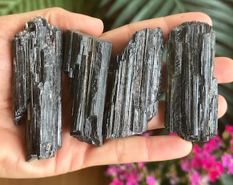 Raw Black Tourmaline Wand, Schorl Crystal Chunk
