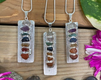 Chakra Necklace,  chakra pendant, crystal necklace, rainbow, crystal chakra, Quartz, Amethyst