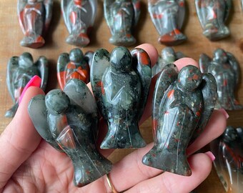 bloodstone angel , choose your stone, african bloodstone,  cherry, apple , chakra stone