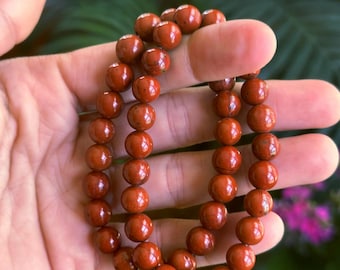 8mm Red Jasper Beaded Bracelet: Crystal Gemstone Jewelry