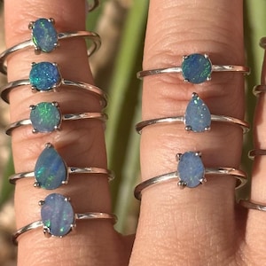 Schwarzer australischer Opal Ring aus Sterling Silber