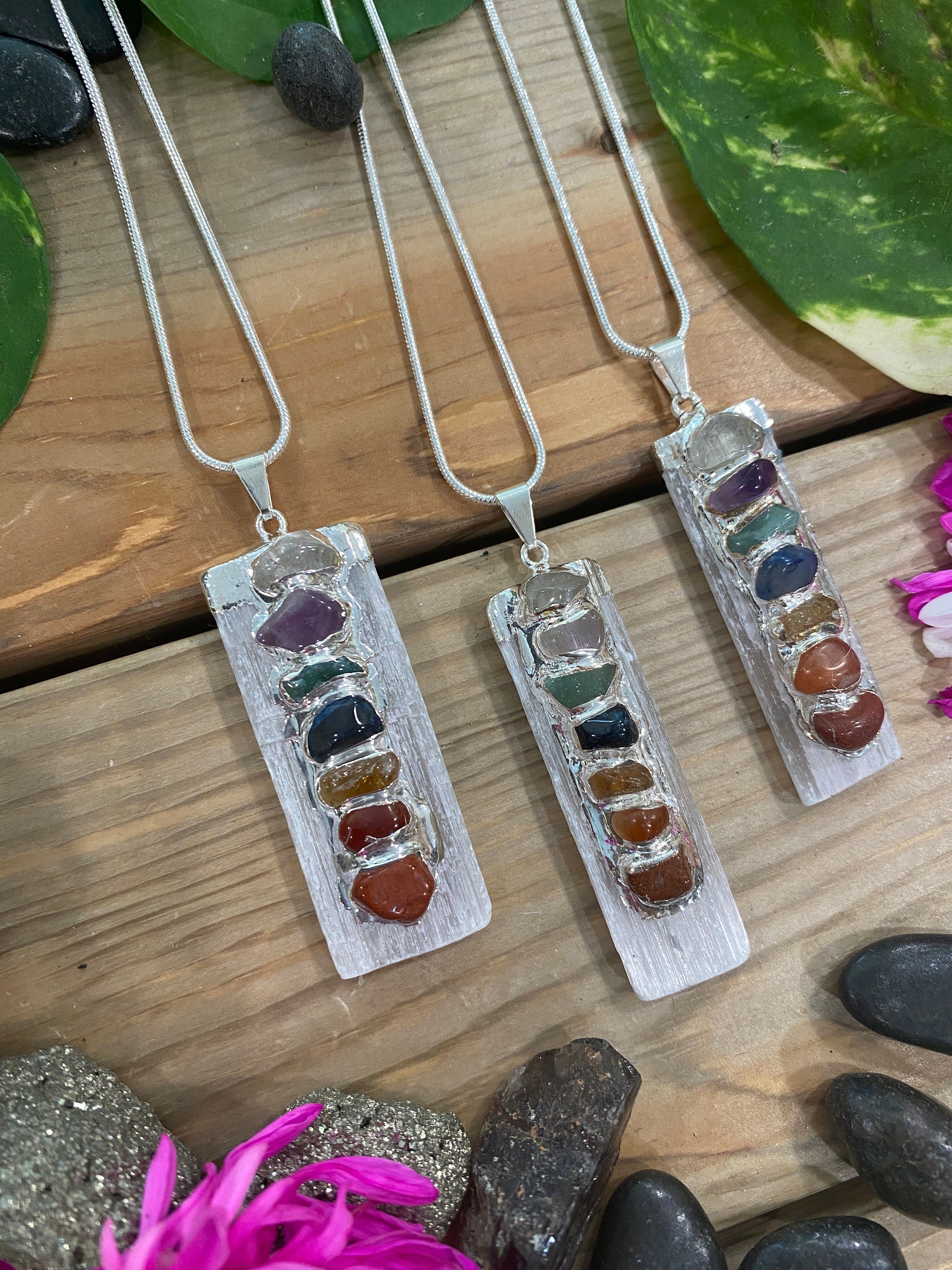 Chakra Necklace Chakra Pendant Crystal Necklace Rainbow | Etsy
