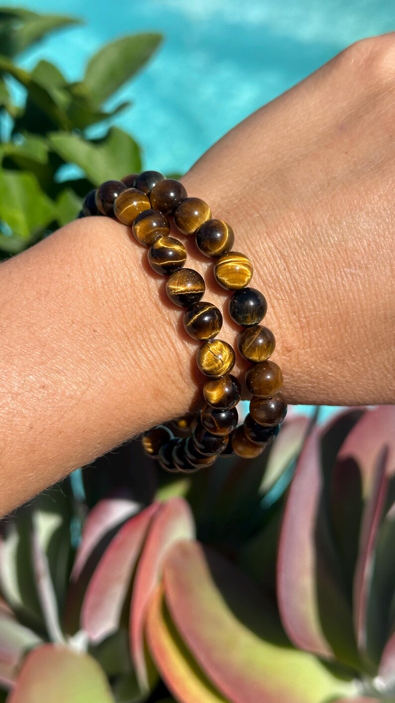 8mm Tiger Eye Bracelet: Crystal Gemstone Stretch Bracelet image 2