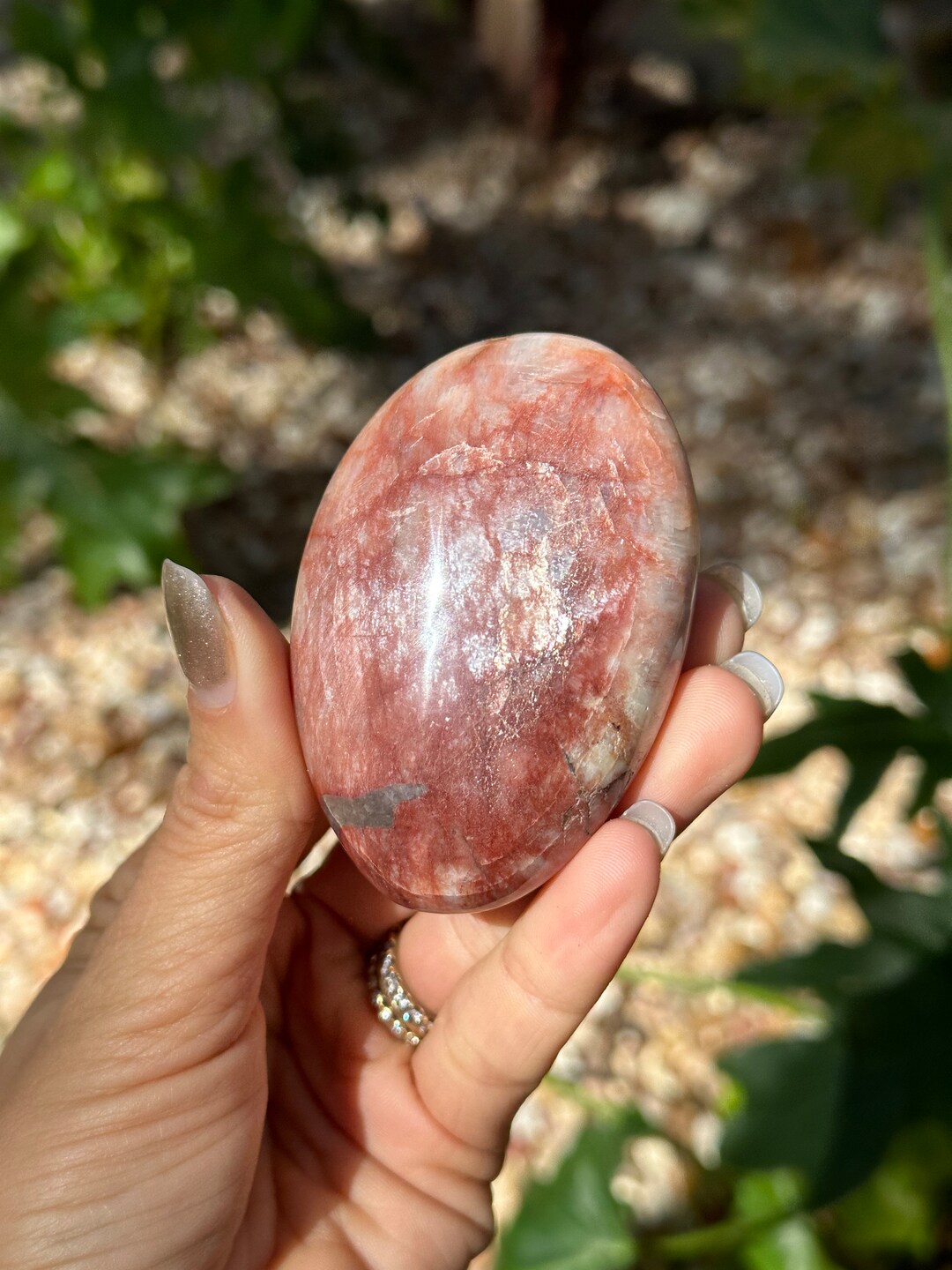 Red Moonstone, Fire Moonstone Palm Stone Etsy