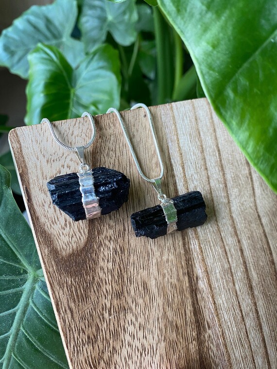 Black tourmaline crystal deals necklace