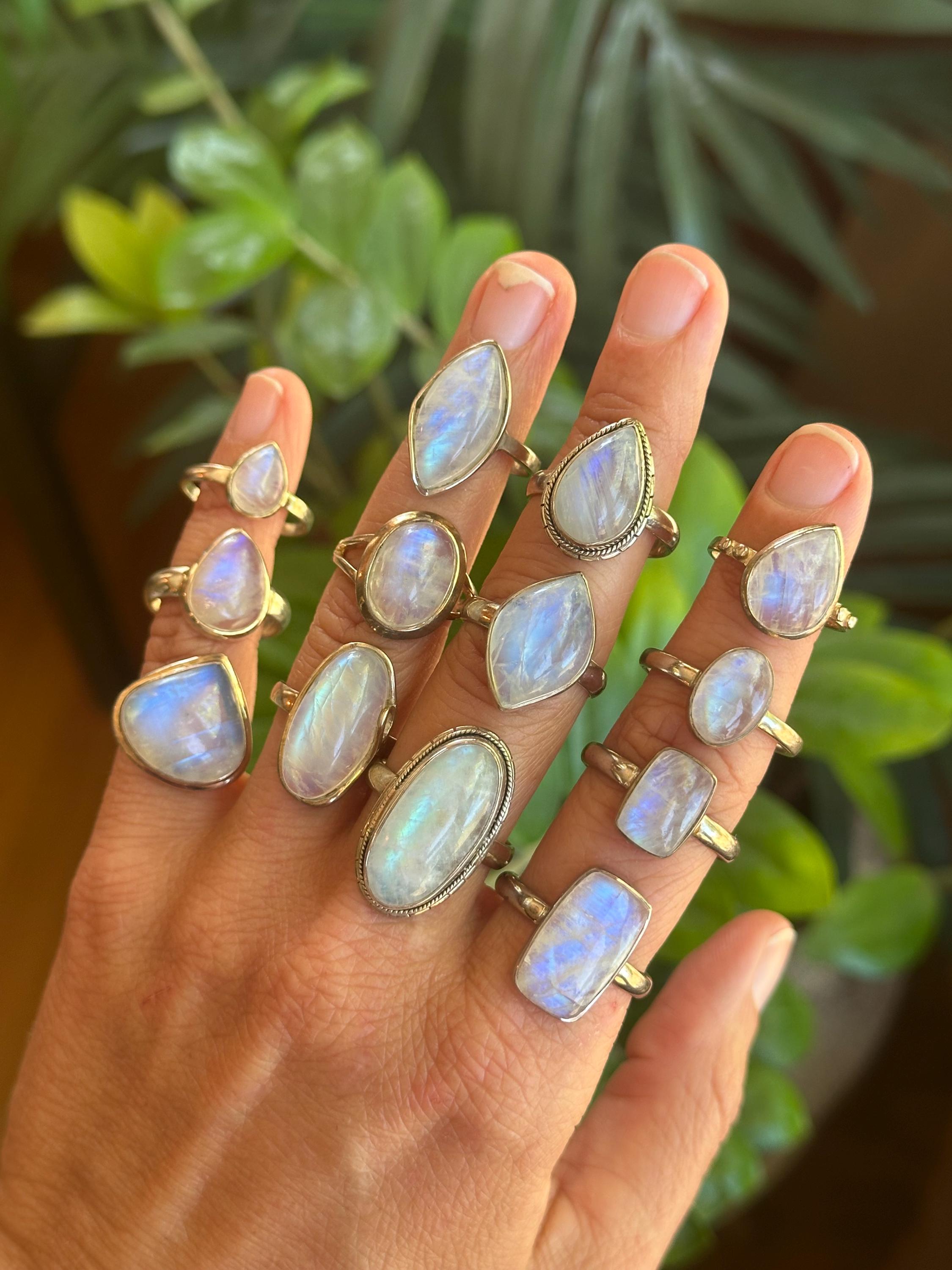 Rainbow Moonstone Ring, .925 Sterling Silver Ring, June Birthstone