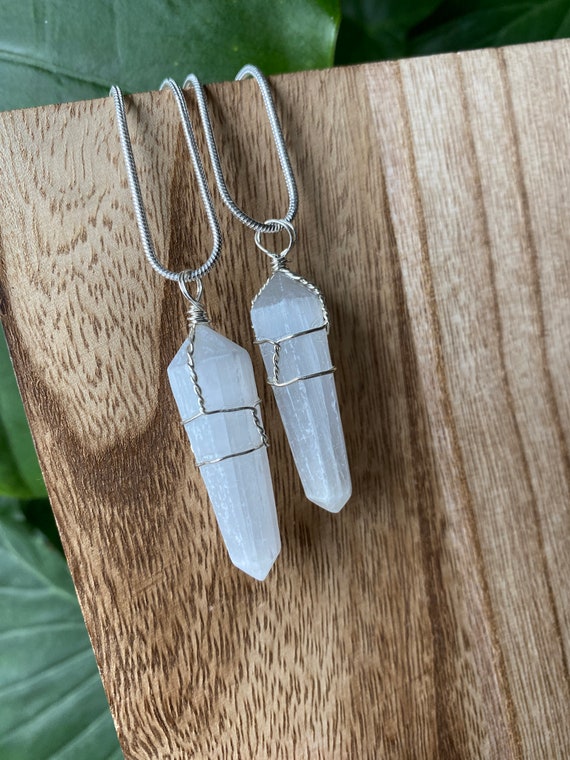 Selenite 2024 necklace etsy