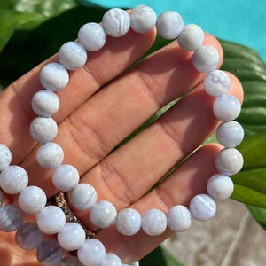 Blue lace Agate bead Bracelet, 8mm