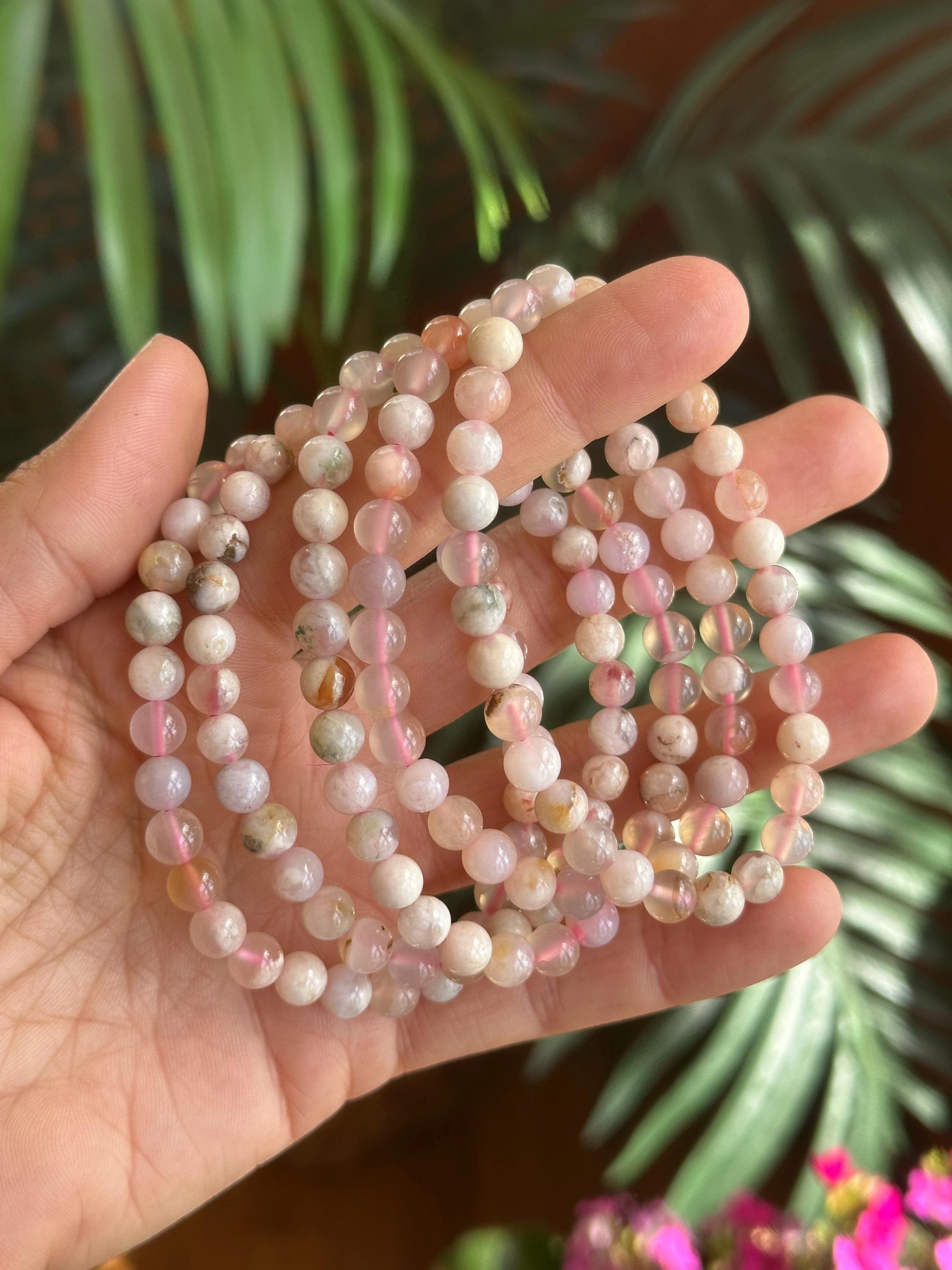 Salt Source Agate花かぼちゃ＃瑪瑙玉ブレスレットhandmade 6mm Flower Agate Bracelet : Crystal Gemstone Jewelry - Etsy