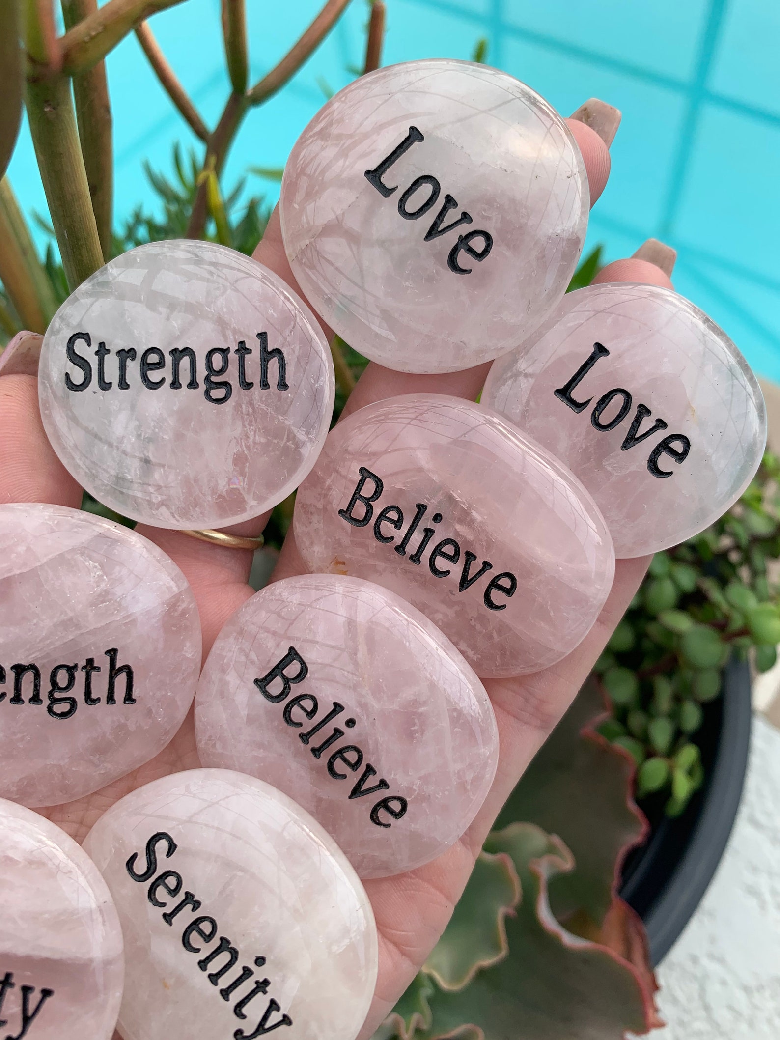 Rose Quartz Affirmation Stone Affirmation Crystals Love Etsy