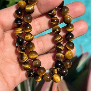 8mm Tiger Eye Bracelet: Crystal Gemstone Stretch Bracelet image 3
