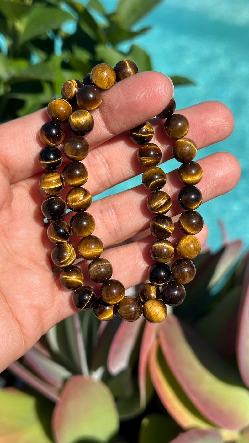 8mm Tiger Eye Bracelet: Crystal Gemstone Stretch Bracelet image 3