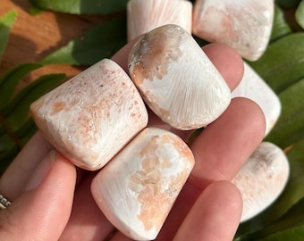 Peach Stilbite in Scolecite Tumbled Stone