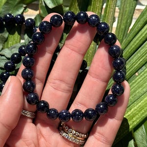 Blue Goldstone Crystal Bracelet - Gemstone Jewelry (8mm)