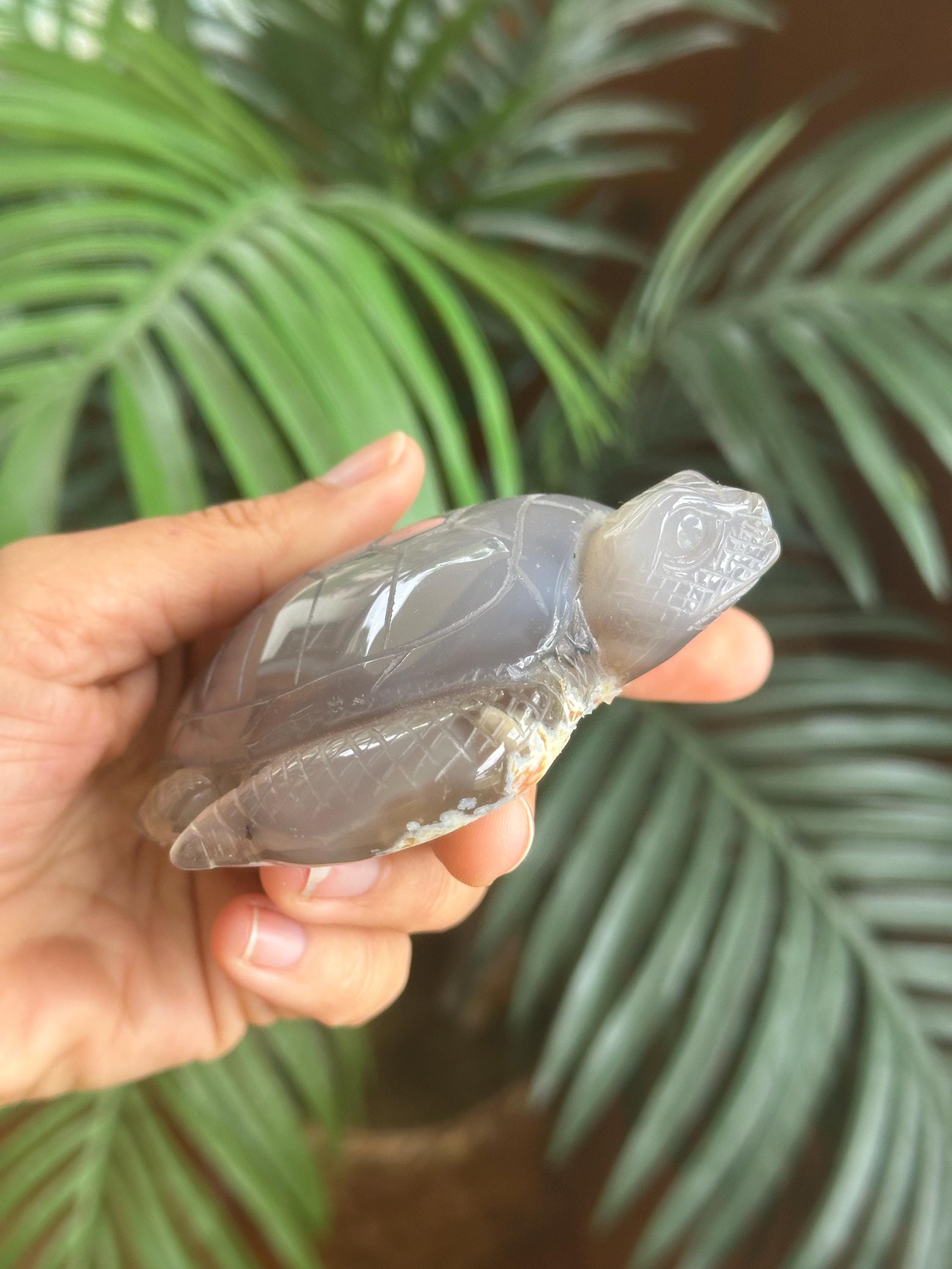 瑪瑙のウミガメの水晶彫刻 - Etsy 日本