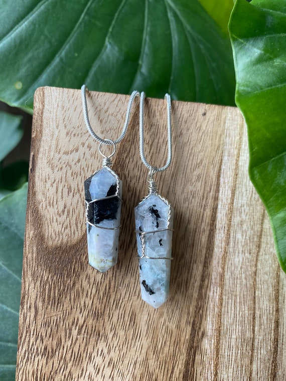 Silver Double Wire Moonstone Pendants Silver Double Wire Moonstone Pendants