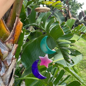 Agate Moon & Stars Wind Chime: Bohemian Crystal Sun Catcher
