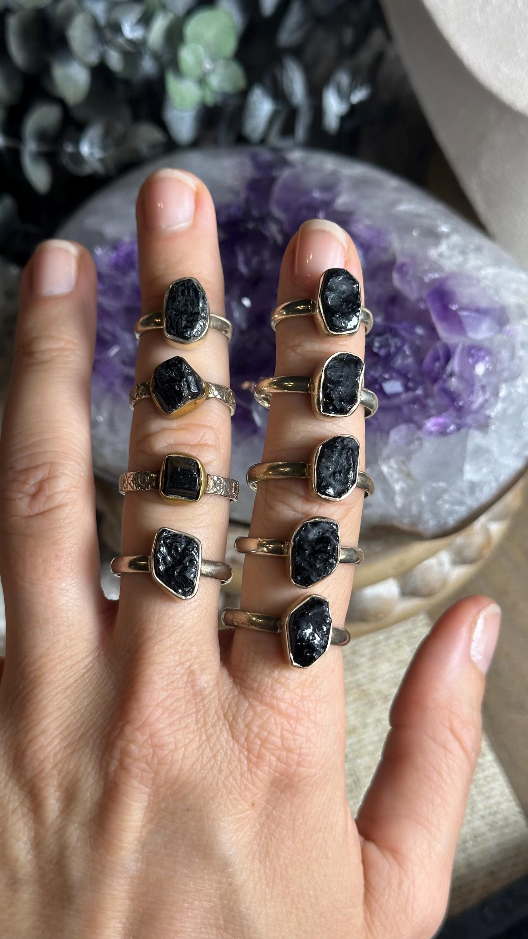 Bague En Argent 925 Avec Pierre Noire - Taille 51/52 - Occasion En Bon état