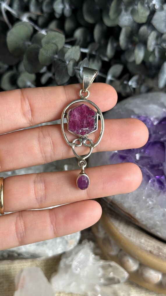 Record Keeper Ruby pendant necklace, .925 sterlin… - image 4