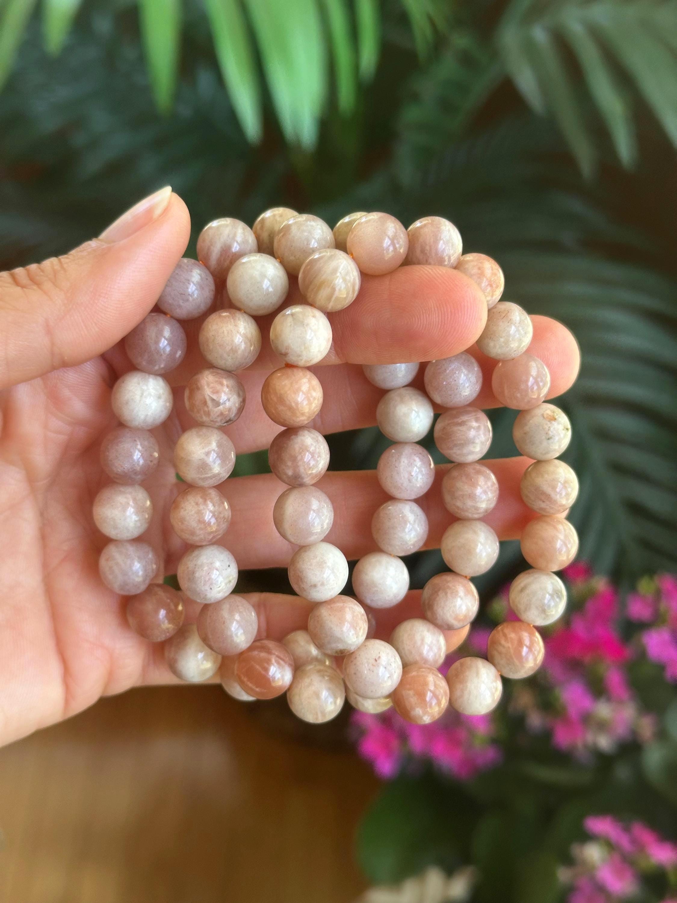 10mm Peach Moonstone Bracelet, Pastel - Etsy