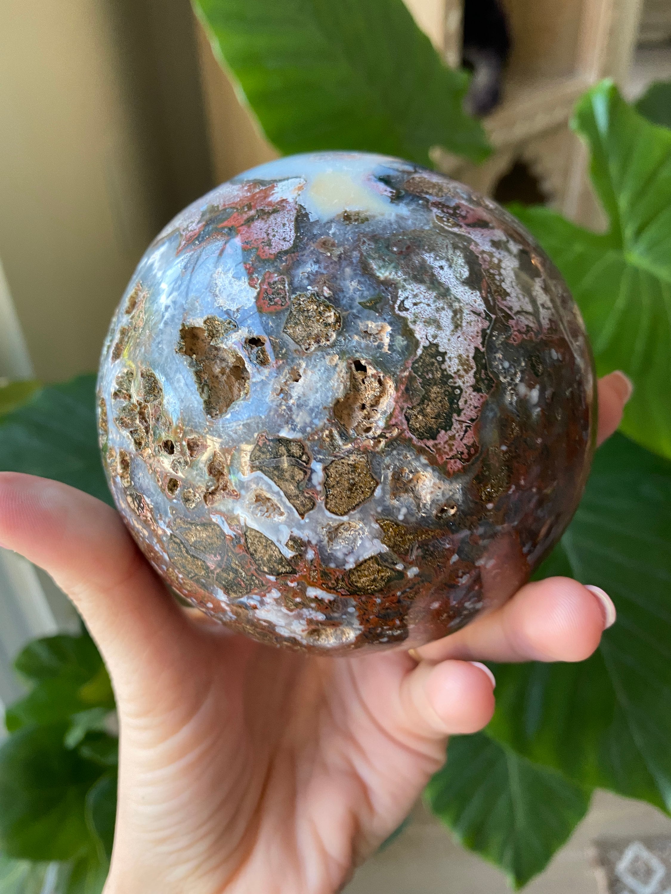 Incredible Large 1 LB 1.3OZ Ocean Jasper Sphere