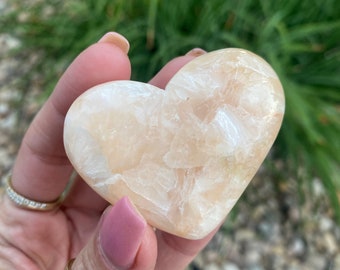 Peach stilbite heart