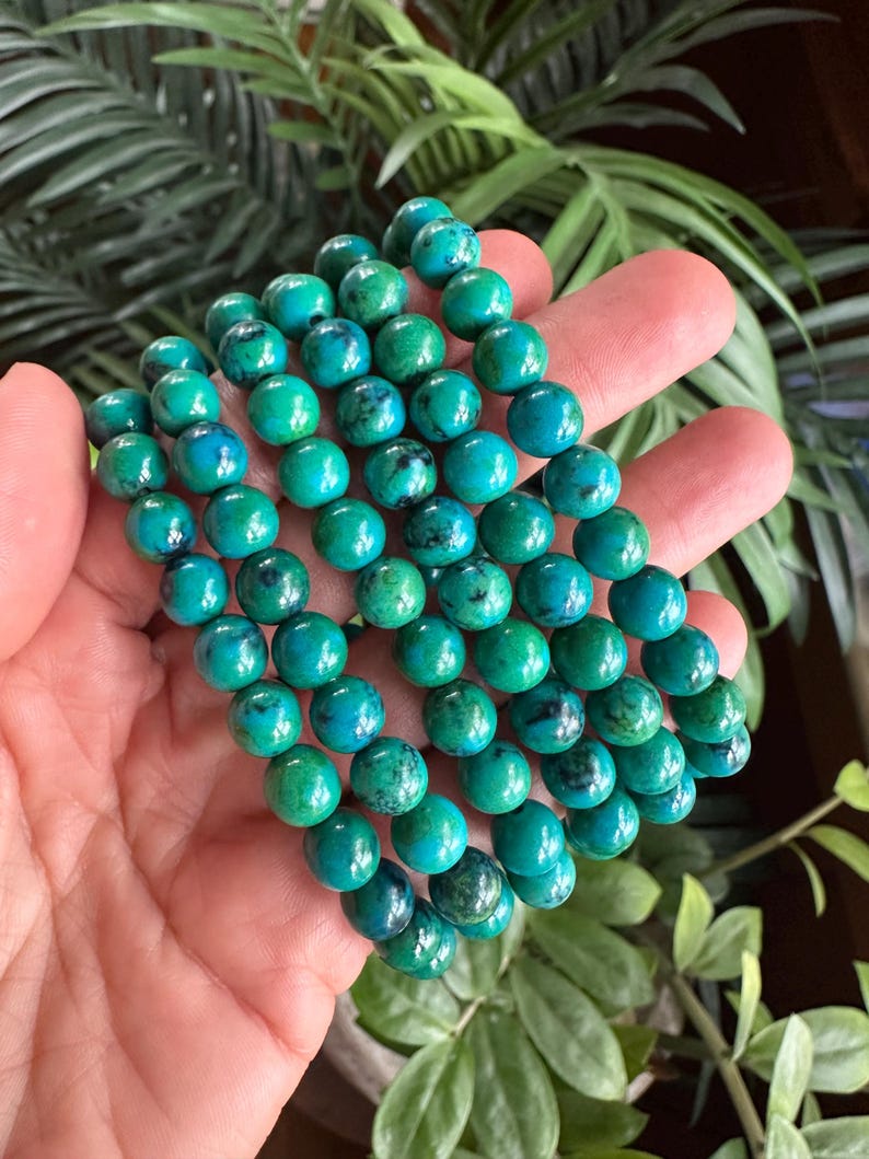 8mm Chrysocolla bracelet, gemstone bracelet image 1