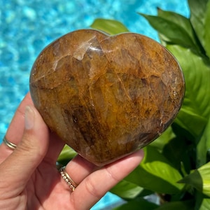 4&quot; Golden Healer Quartz Heart: Hematoid Fire Quartz Mineral Fossil