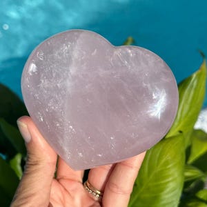 Lavender Rose Quartz Heart: Healing Love Stone, 4&quot;