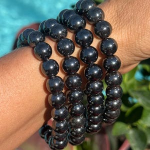10mm Hematite Crystal Bracelet: Grounding Intention Jewelry