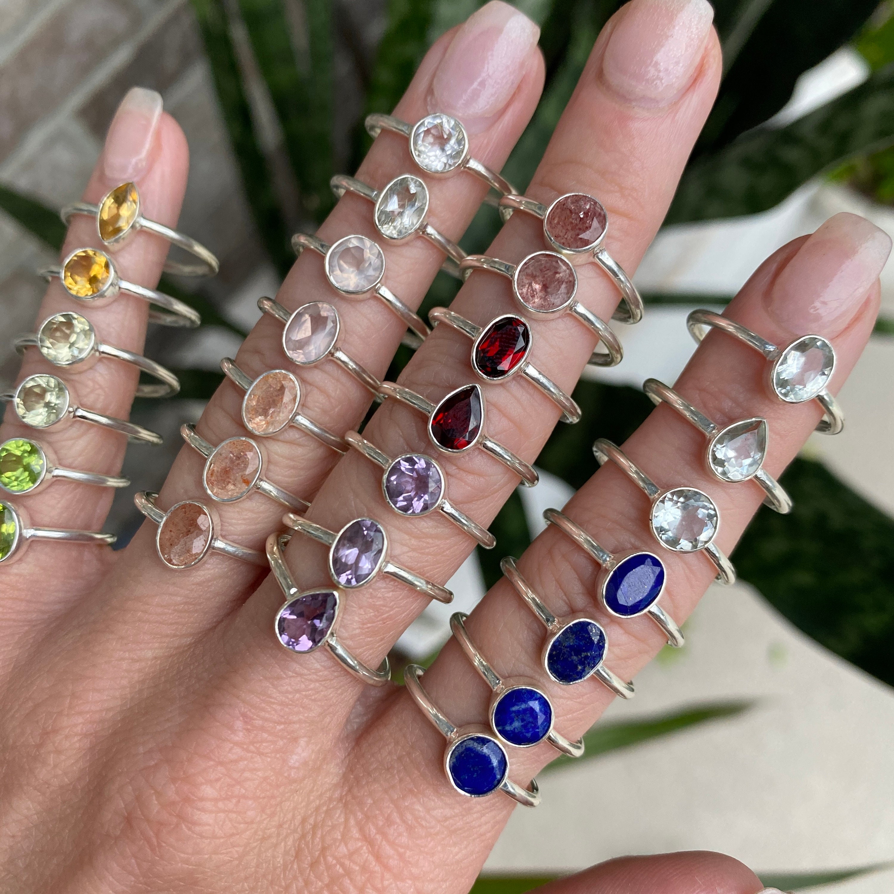 新品 ガーネット シトリン アメジスト アイオライト ペリドット リング クリスタルリング、宝石リング、シルバー、アメジスト、シトリン