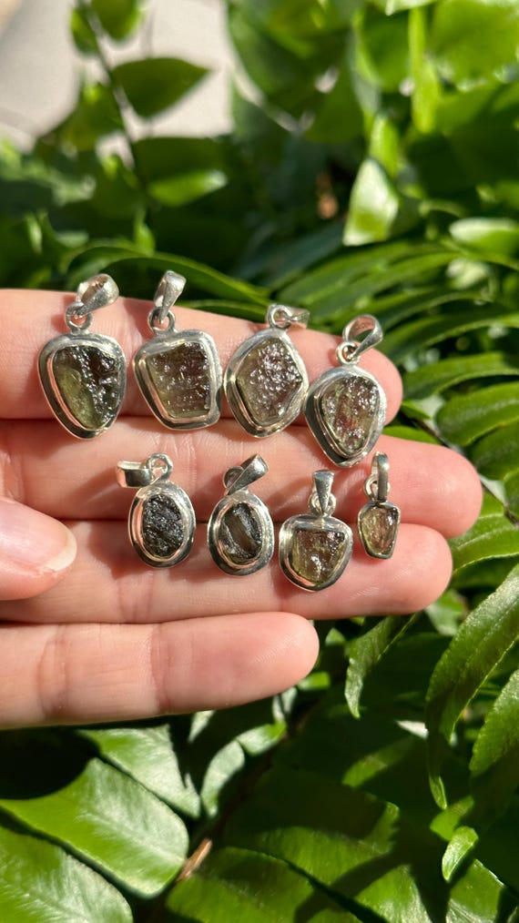 Genuine Moldavite Necklace: Sterling Silver Tektite Pendant, 18