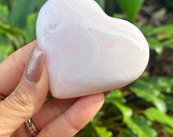 Pink Mangano Calcite heart, UV reactive