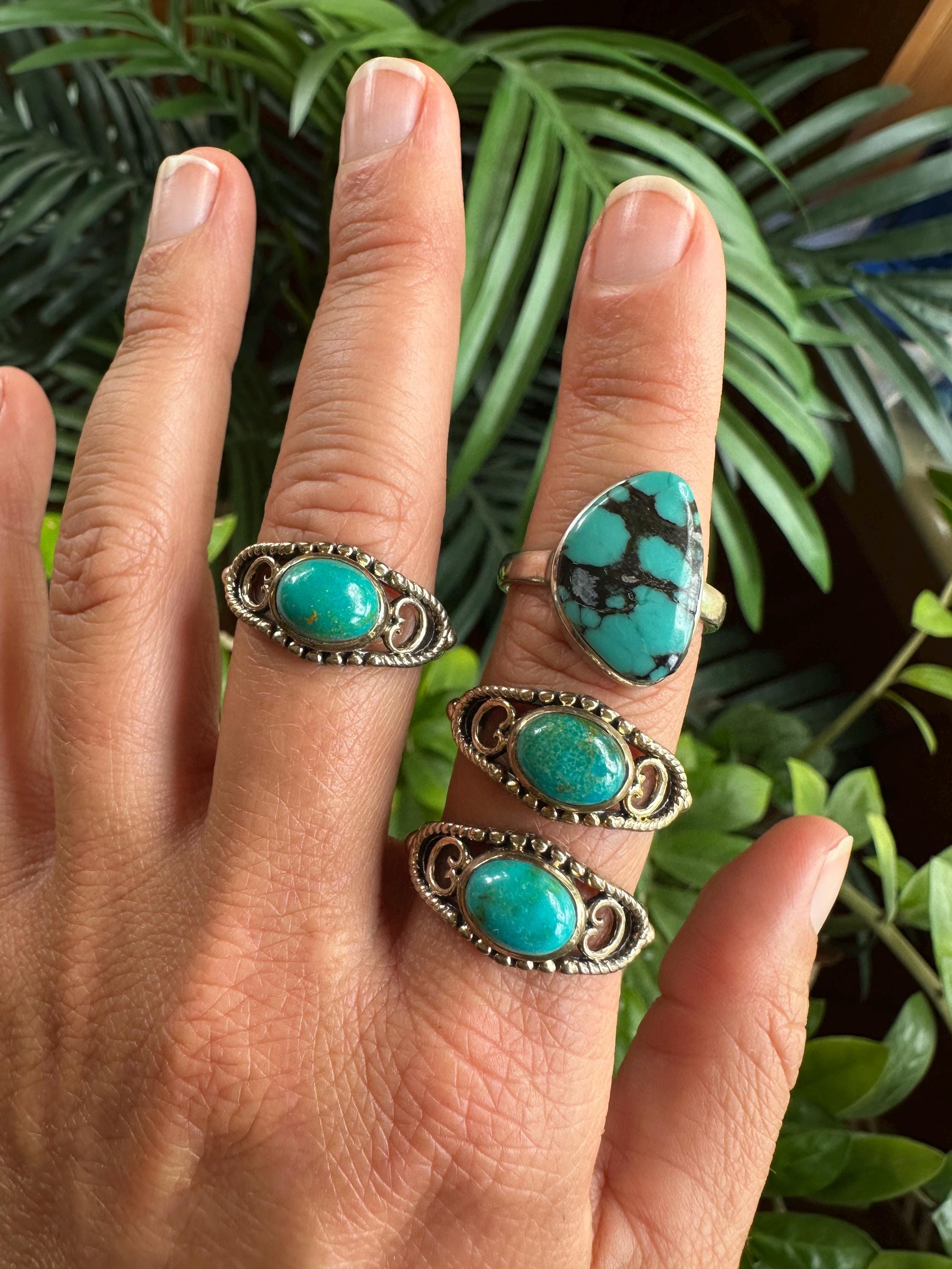 Turquoise Ring, .925 Sterling Silver - Etsy