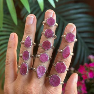 Raw Record Keeper Ruby ring, .925 Sterling Silver, July Birthstone