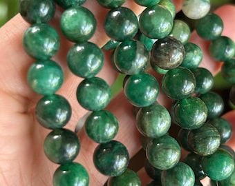 Fuchsite stretch bead bracelet, green crystal bracelet, 8mm