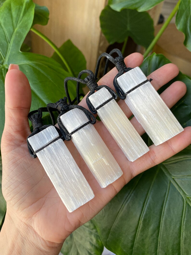 spiritual jewelry crystal jewelry protection selenite necklace selenite necklace Large Selenite necklace
