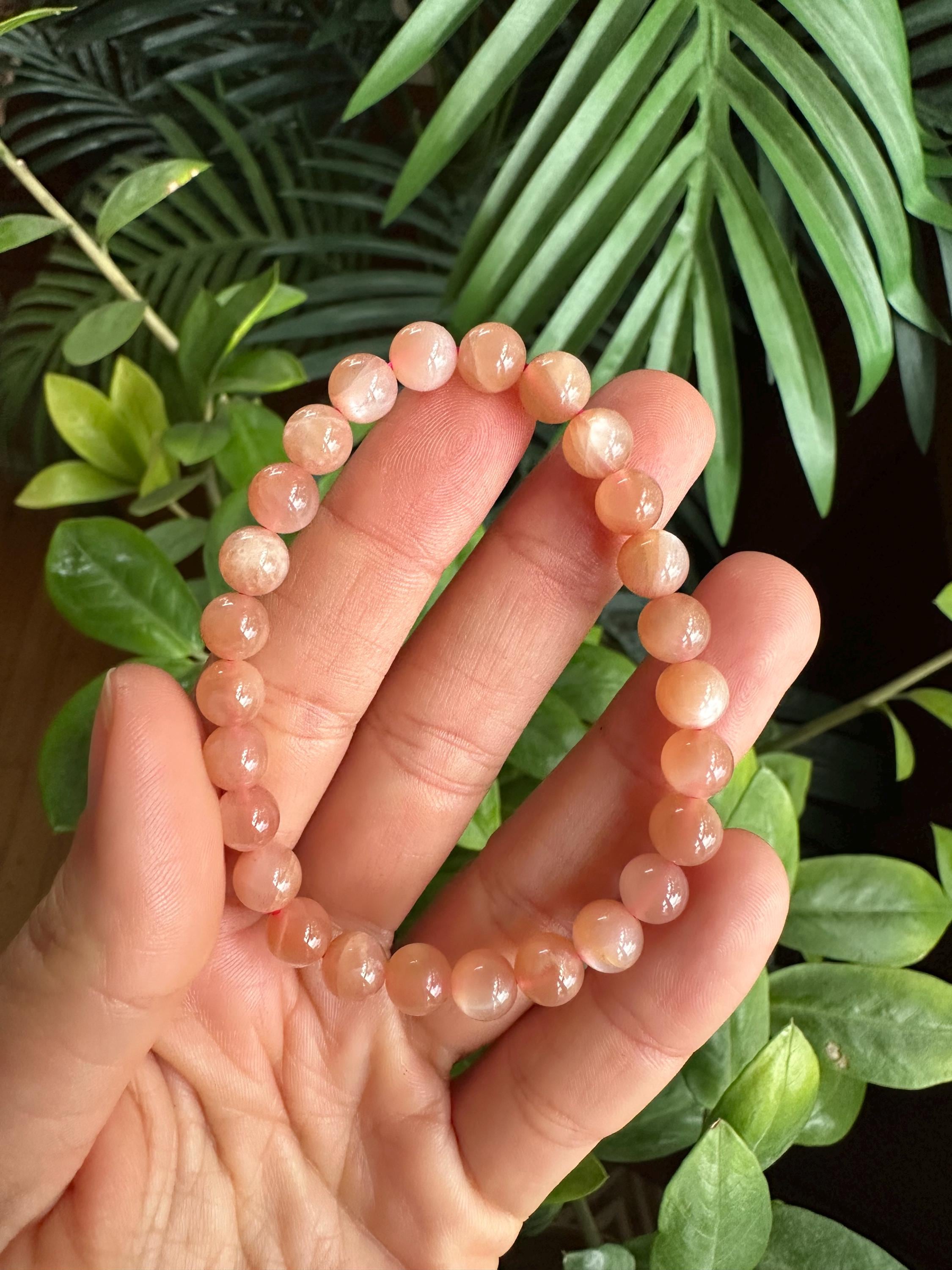 Peach Moonstone Bracelet, 6mm, Extra Flashy - Etsy