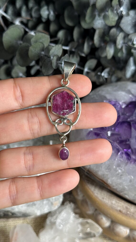 Record Keeper Ruby pendant necklace, .925 sterlin… - image 3