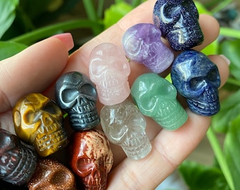 Crystal skull, crystal skulls, gemstone, rose quartz, amethyst, tiger eye, pocket stone